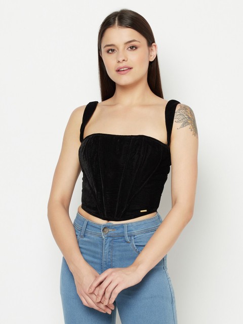 

Da Intimo Black Criss Cross Back Velvet Corset