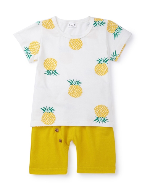 

SteezMe Kids Yellow & White Printed Top with Shorts