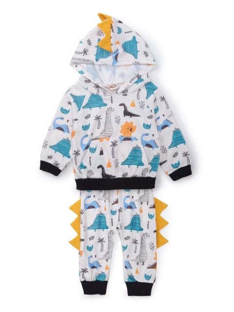 

SteezMe Kids White & Blue Printed Sweatshirt with Joggers