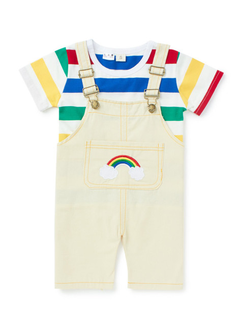 

SteezMe Kids Off White & Blue Striped T-shirt with Dungarees