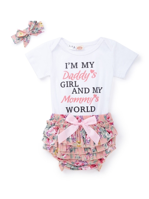 

SteezMe Girls White Onesie with Hairband Set