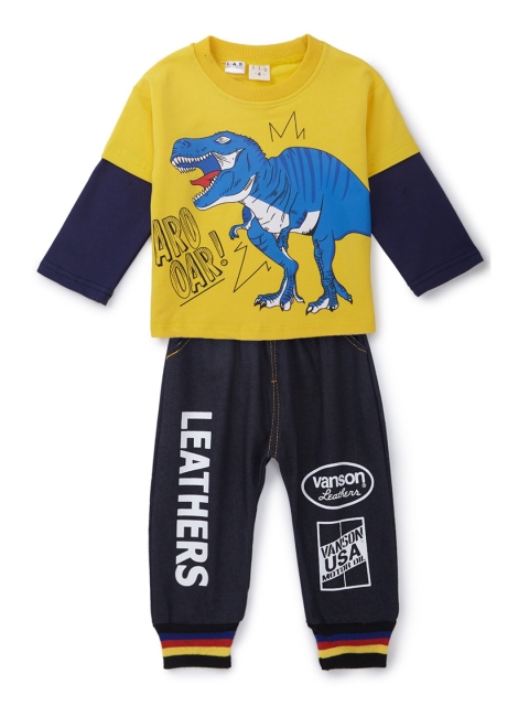 

SteezMe Boys Yellow & Blue Printed Top with Joggers