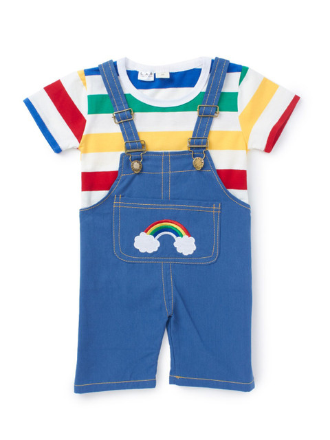 

SteezMe Kids Blue & White Striped T-shirt with Dungaree