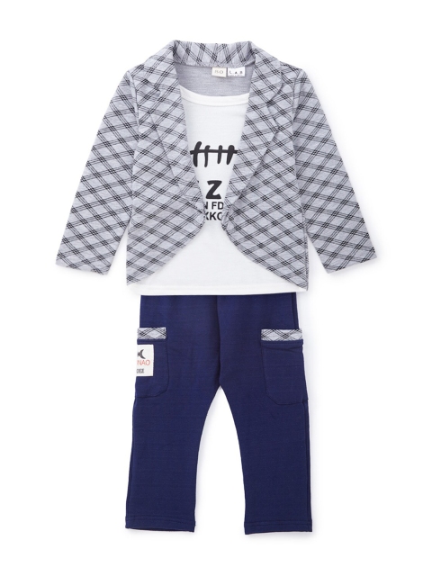 

SteezMe Boys Grey & White Printed Top with Trousers