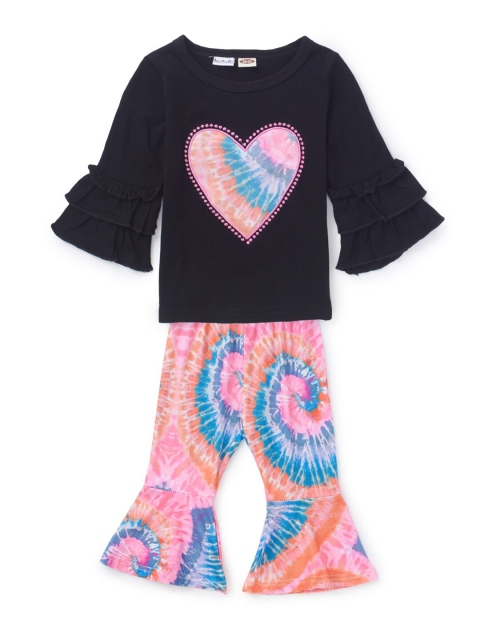 

SteezMe Girls Black & Orange Printed Top with Palazzos