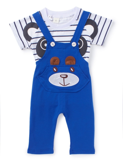 

SteezMe Kids Black & White Printed T-Shirt With Dungaree