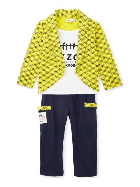 

SteezMe Boys Yellow & Navy Blue Printed Shirt with Pyjamas