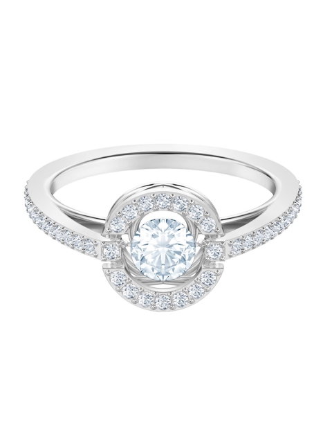 

SWAROVSKI Women White and Silver Round Sparkling Rhodium Plated Dance Ring