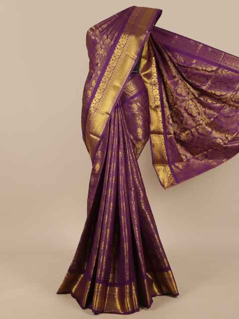 

Pothys Violet & Gold-Toned Woven Design Art Silk Saree