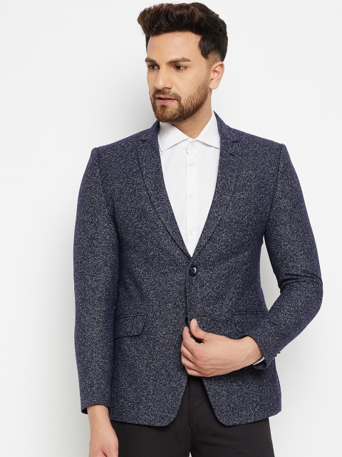 

Spirit Men Navy Blue Solid Tailored Fit Single Breasted Woollen Blazer