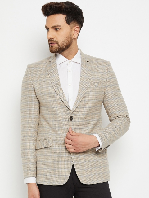 

Spirit Men Cream-Coloured Self Design Single Breasted Tailored-Fit Blazer