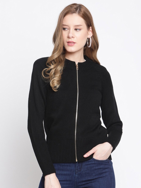 

Madame Women Black Pullover with Zip Detail
