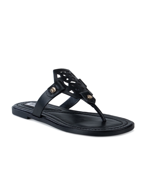 

ROSSO BRUNELLO Women Black Open Toe Flats with Laser Cut