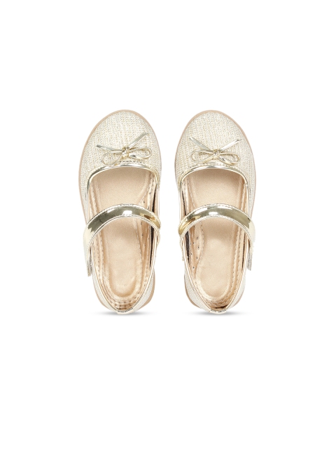 

Lil Lollipop Girls Gold-Toned Textured Ballerinas with Bows Flats