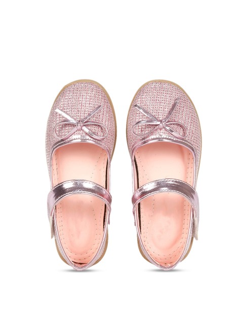 

Lil Lollipop Girls Pink Textured Ballerinas with Bows Flats