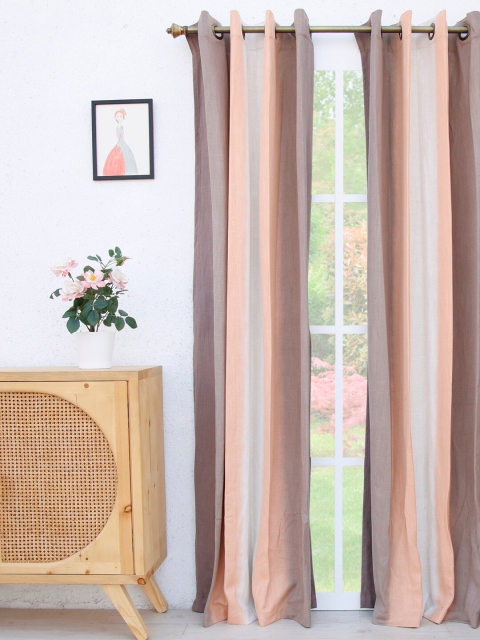 

Ariana Peach-Coloured & Brown Colourblocked Long Door Curtain