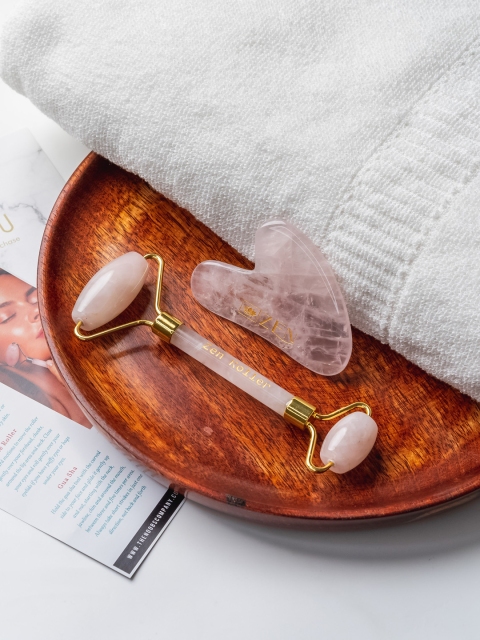

ZEN Rose Quartz Roller & Gua Sha for Oily & Combination Skin, Pink
