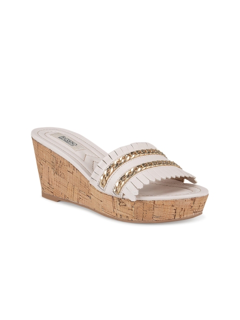 

ROSSO BRUNELLO Off White Leather Wedge Peep Toes