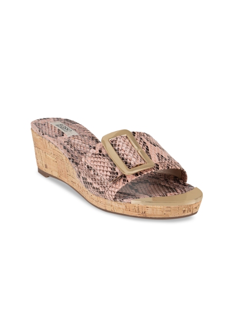 

ROSSO BRUNELLO Pink Leather Comfort Sandals with Buckle