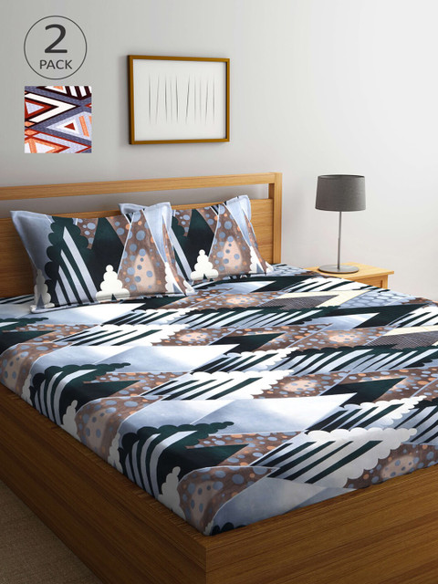 

Arrabi Green & Blue 300 TC 2 King Bedsheet with 4 Pillow Covers