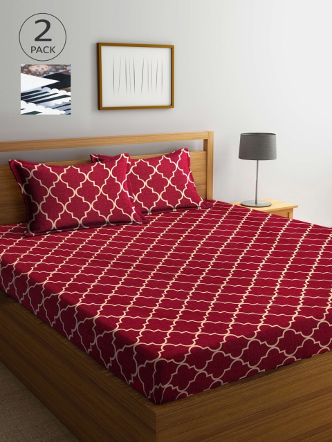 

Arrabi Multicoloured Printed 300 TC 2 King Bedsheet with 4 Pillow Covers, Multi