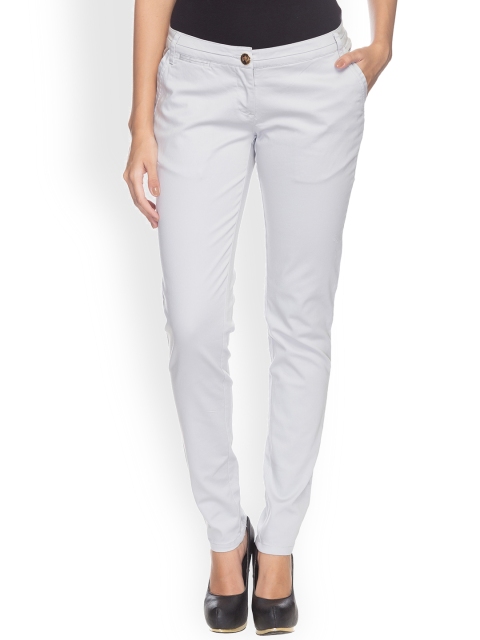 

Park Avenue Women Off-White Pencil Slim Fit Solid Regular Trousers