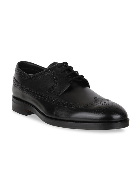 

Clarks Men Black Solid Leather Formal Brogues