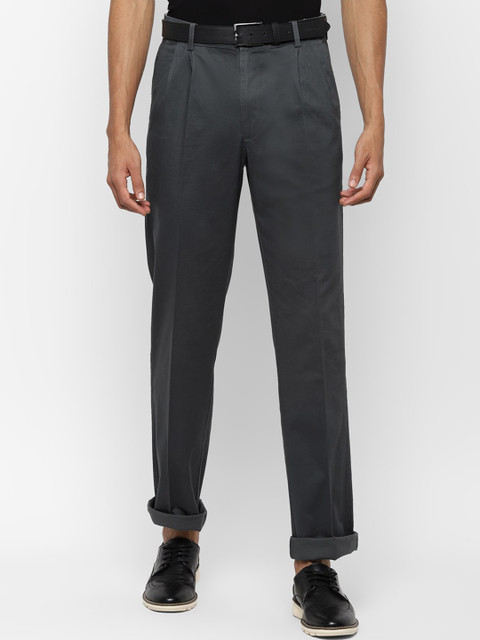 

Allen Solly Men Grey Pleated Trousers