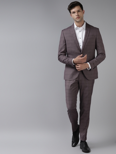 

Blackberrys Men Pink & Black Checked Phoenix Fit Single-Breasted Suit