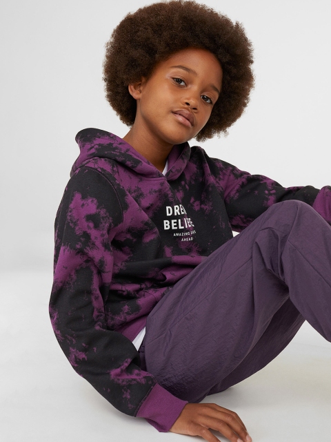 

H&M Girls Purple & Black Printed Hoodie