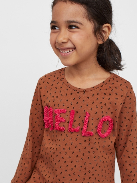 

H&M Girls Brown Motif-front Top