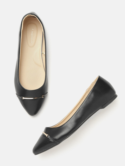 

Van Heusen Woman Women Black Solid Ballerinas with Metallic Detail