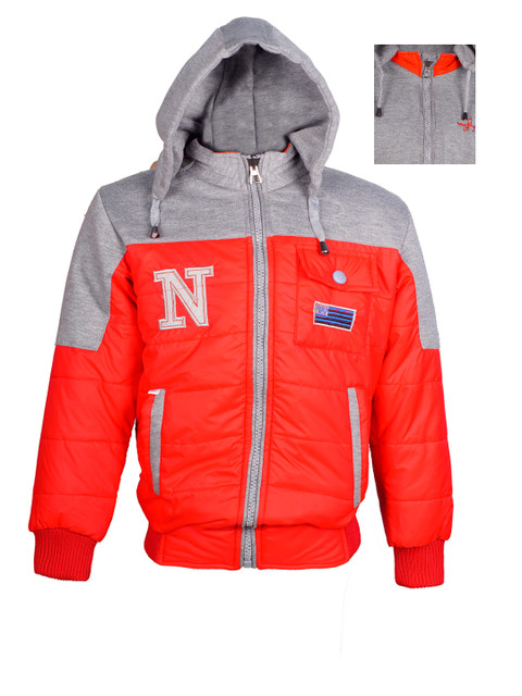 

naughty ninos Girls Red & Grey Melange Colourblocked Reversible Padded Jacket