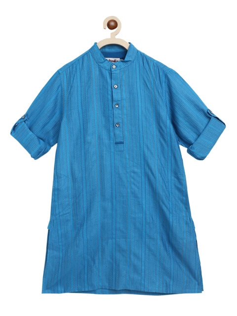 

Fabindia Boys Blue Striped Thread Work Anarkali Kurta