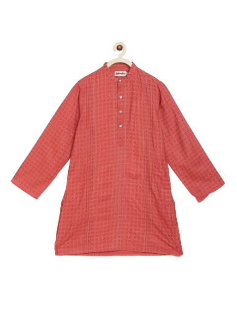

Fabindia Boys Pink & Orange Ethnic Motifs Printed Thread Work Kurta
