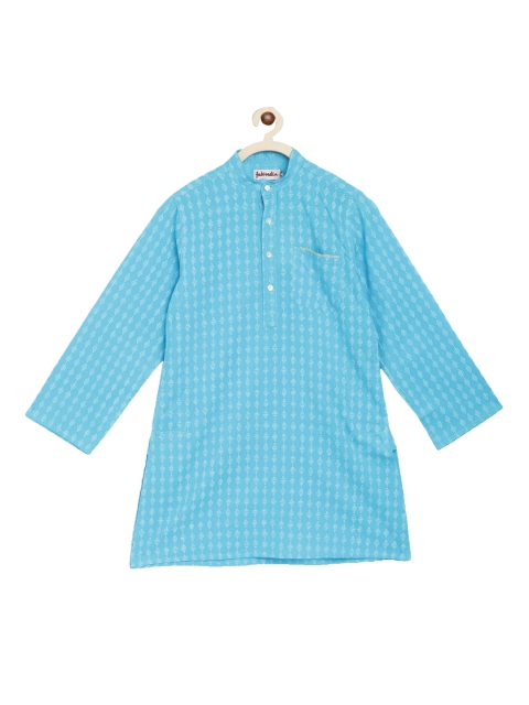 

Fabindia Boys Blue Printed Cotton Kurta