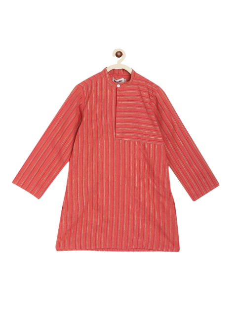 

Fabindia Boys Rust & Gold-Toned Striped Empire Kurta