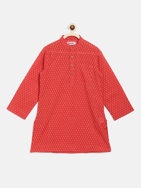 

Fabindia Boys Orange Ethnic Motifs Printed Cotton Kurta