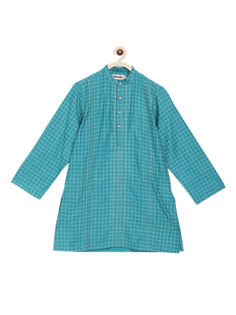 

Fabindia Boys Blue Checked Thread Work Kurta