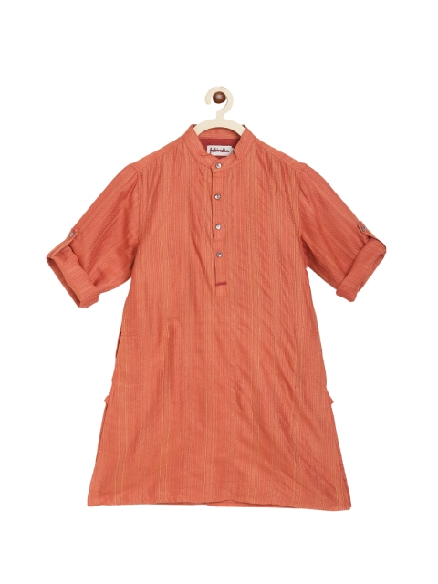 

Fabindia Boys Brown Striped Thread Work Kurta