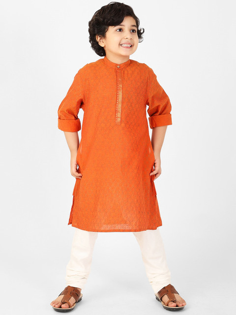 

Fabindia Boys Rust Ethnic Motifs Kurta