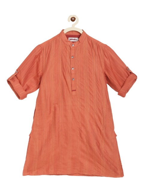 

Fabindia Boys Rust Striped Kurta