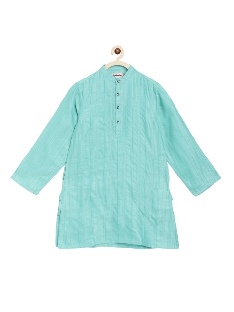 

Fabindia Boys Teal Striped Thread Work Kurta