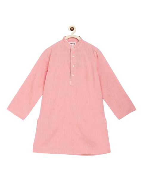 

Fabindia Boys Pink & Off White Thread Work Kurta