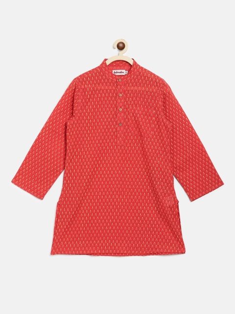 

Fabindia Boys Orange & Yellow Ethnic Motifs Printed Thread Work Kurta