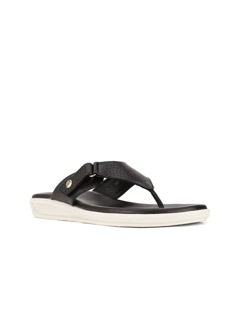 

Hush Puppies Women Black Leather T-Strap Flats