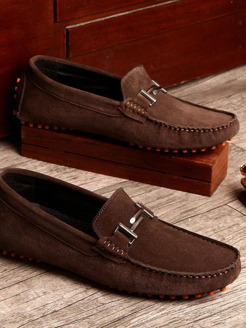 

LOUIS STITCH Men Brown Suede Driving Shoes