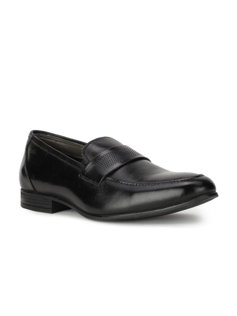 

Bata Men Black Textured Leather Formal Loafers