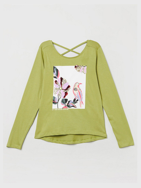

max Green Printed Pure Cotton Regular Top