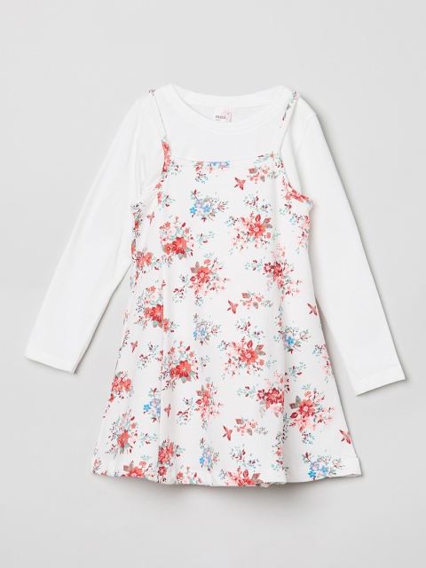 

max Girls White Floral Printed T-shirt